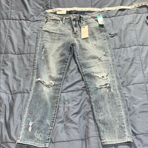 Judy Blue Faded Blue Distressed Cropped Jeans